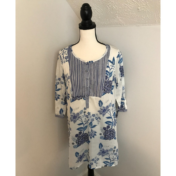 Anthropologie Mermaid Sea Holly Floral Tunic Top - Size Medium - New with Tag - Picture 1 of 11